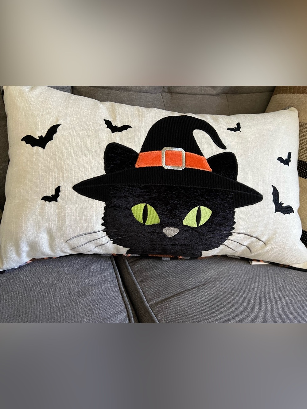 Black Cat Witch Pillow with Hat